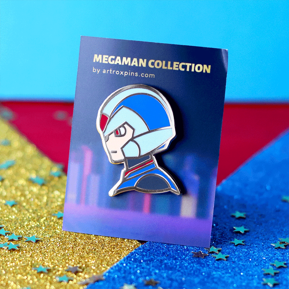 Golden Mega Copy Super Robot Hero Enamel Pin | Retro-Inspired Collectible