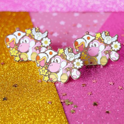 Playful Pink Dino & Pup Enamel Pin | Hard Enamel Collectible