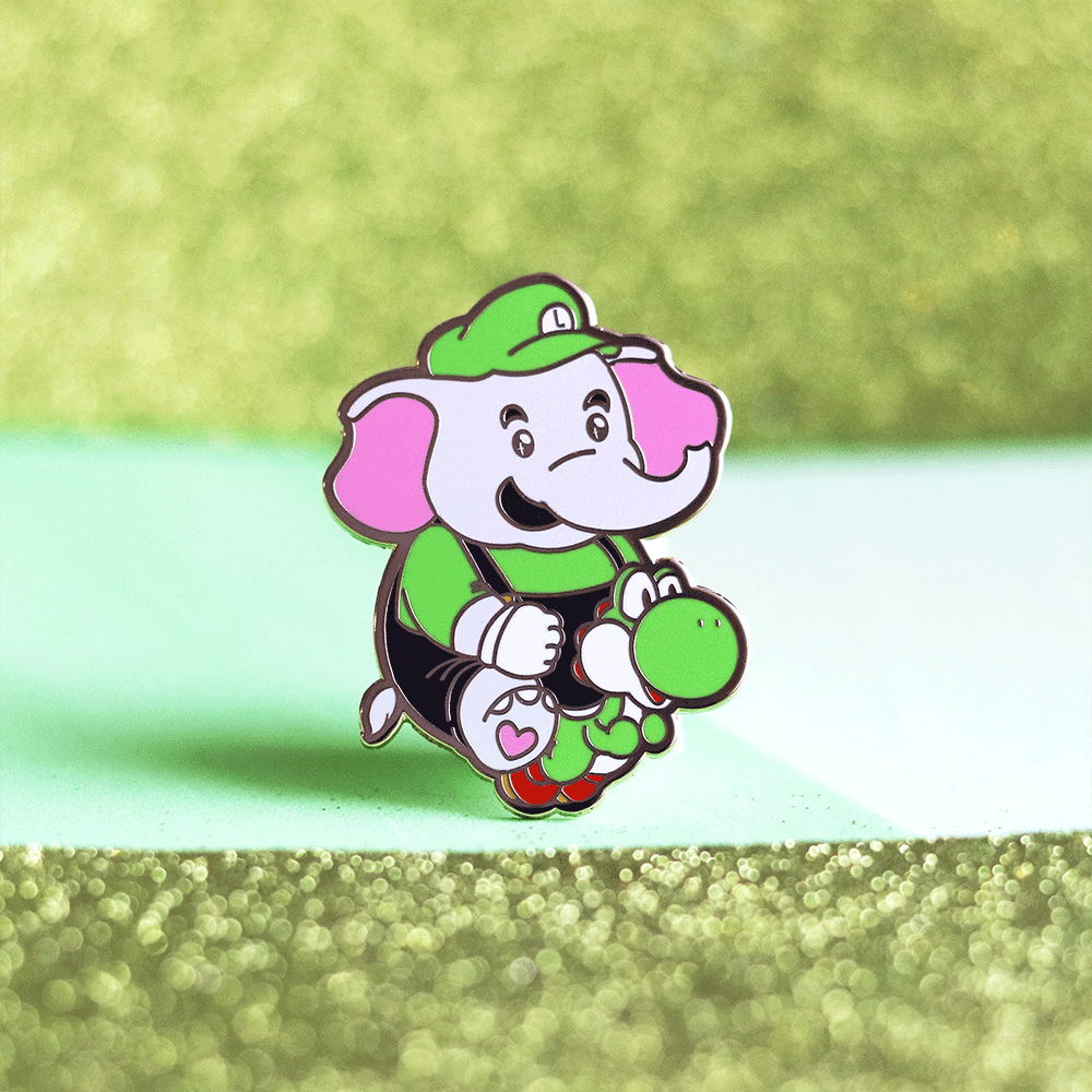 Chibi Elephant & Dino Friend Enamel Pin | Cute Adventure-Inspired Collectible