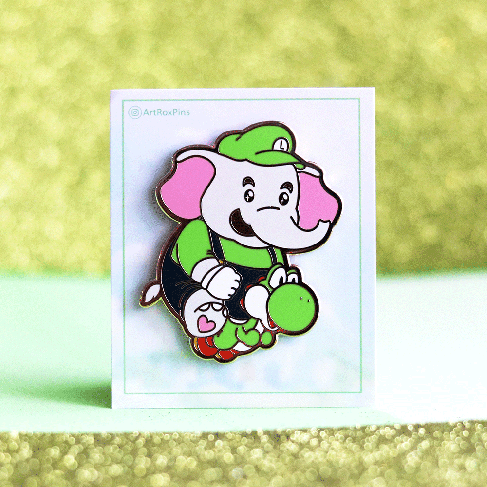 Chibi Elephant & Dino Friend Enamel Pin | Cute Adventure-Inspired Collectible