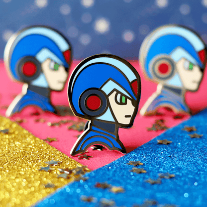 Golden Mega X Hero Guardian Enamel Pin | Adventure-Inspired Collectible