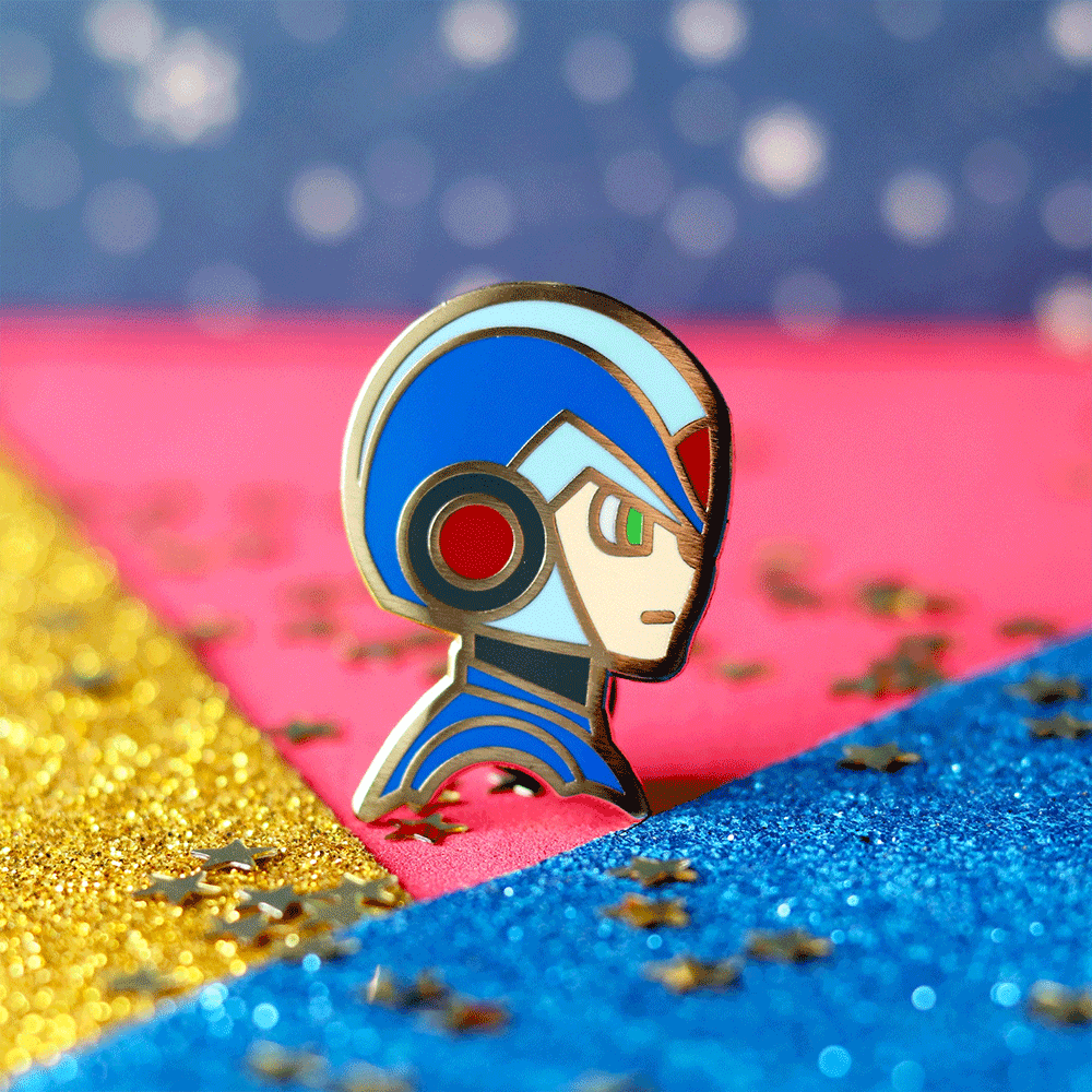 Golden Mega X Hero Guardian Enamel Pin | Adventure-Inspired Collectible