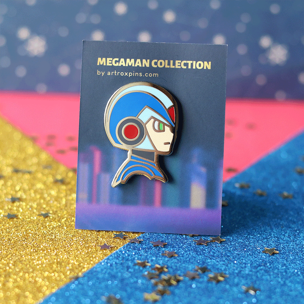 Golden Mega X Hero Guardian Enamel Pin | Adventure-Inspired Collectible