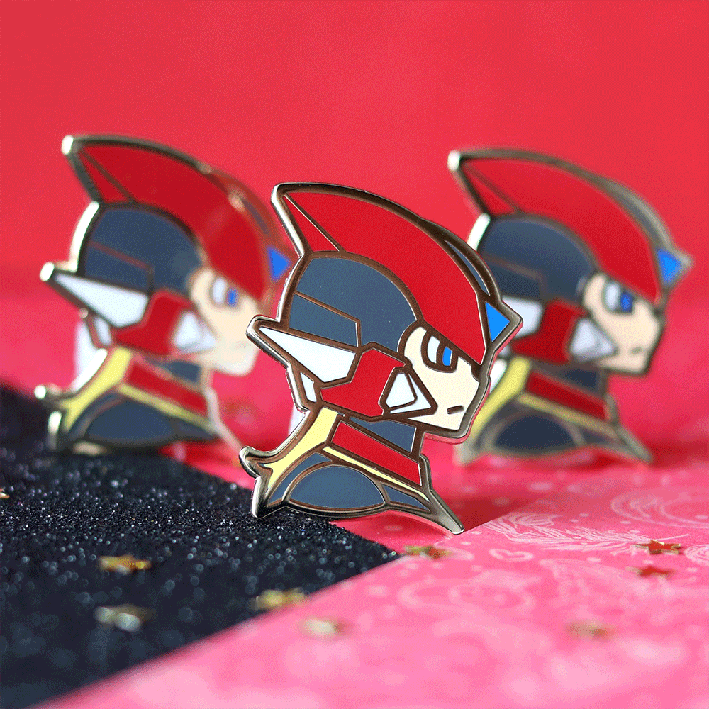 Golden Mega Warrior Enamel Pin | Futuristic Hero-Inspired Collectible