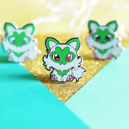 Floral Feline Guardian Enamel Pin | Adventure-Inspired Collectible