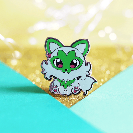 Floral Feline Guardian Enamel Pin | Adventure-Inspired Collectible