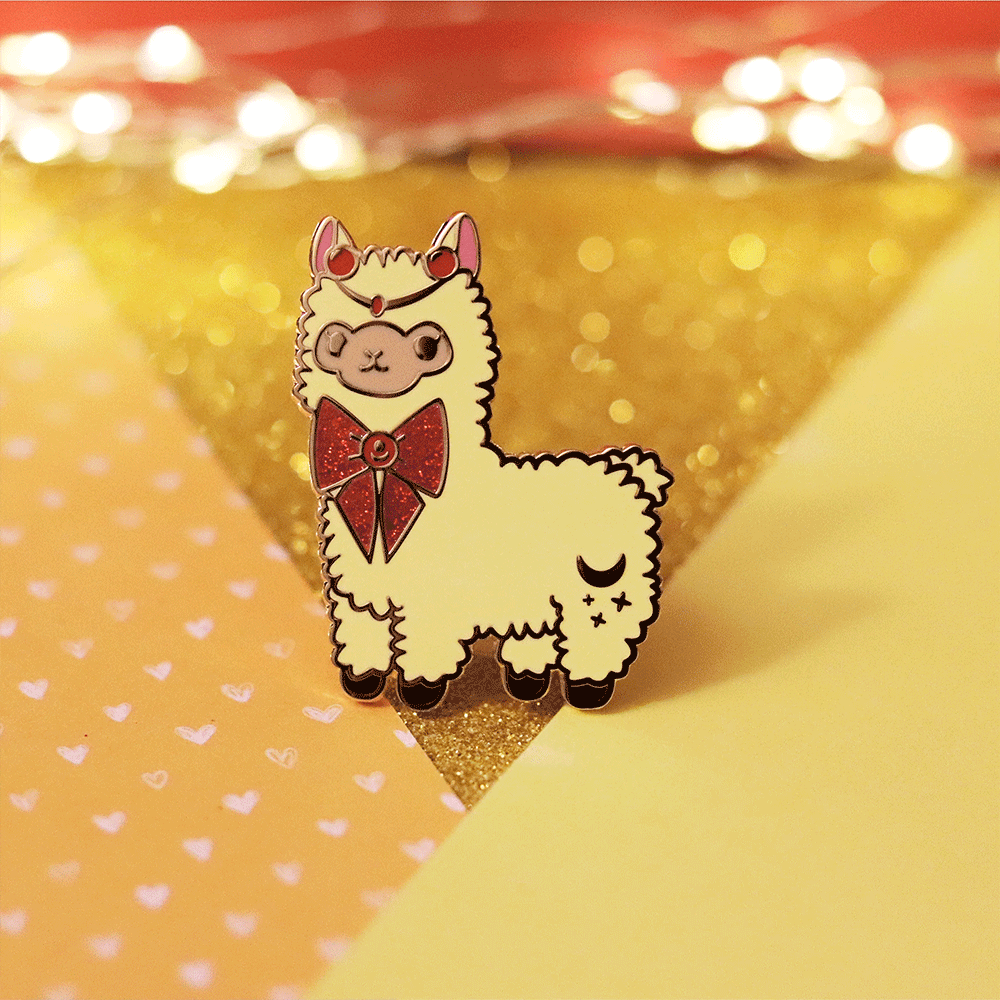 Moonlight Guardian Alpaca Enamel Pin | Magical Adventure-Inspired Collectible