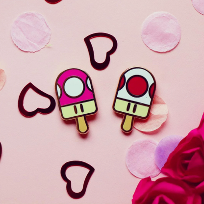 Toad & Toadette Popsicle Enamel Pin | Whimsical Duo-Inspired Collectible